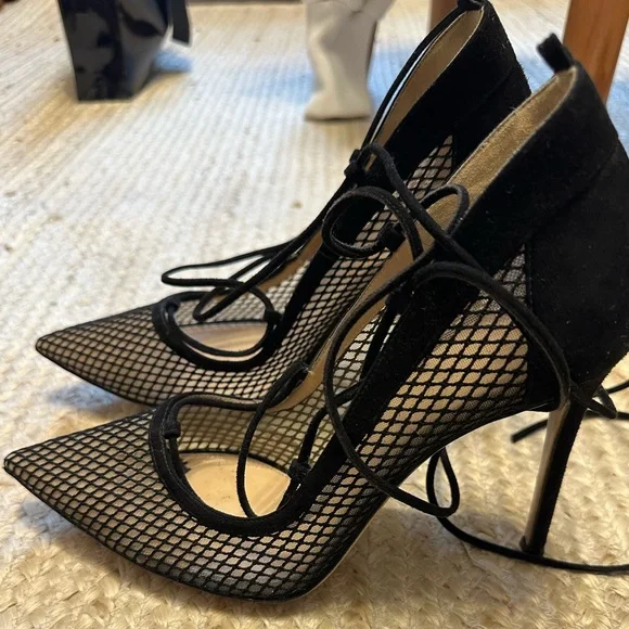 Gianvito Rossi black lace up mesh shoes. Size 39.5 or 8.5 - Picture 3 of 5